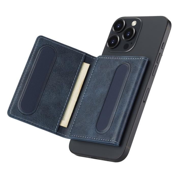 LC.imeeke - LC.IMEEKE Kickstand Fodral i PU Läder - RFID Skydd - Blå