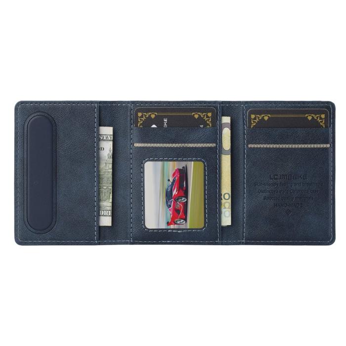 LC.imeeke - LC.IMEEKE Kickstand Fodral i PU Läder - RFID Skydd - Blå