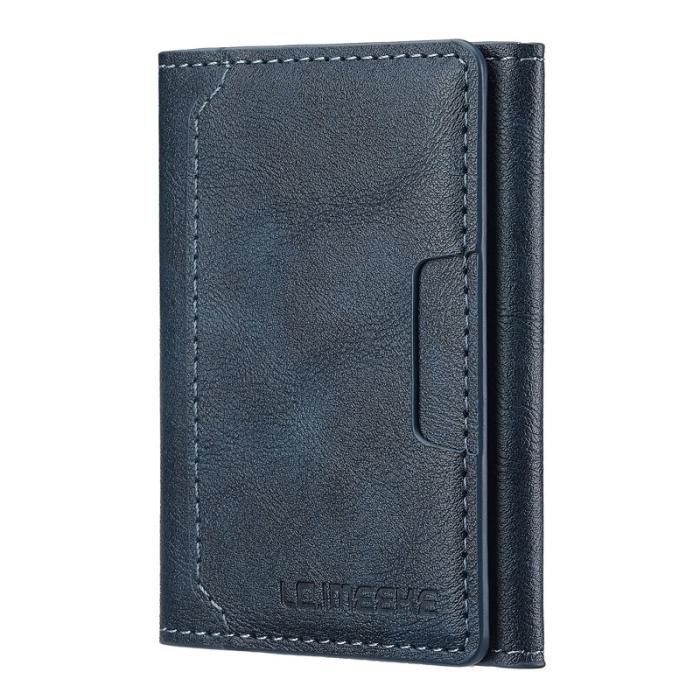LC.imeeke - LC.IMEEKE Kickstand Fodral i PU Läder - RFID Skydd - Blå