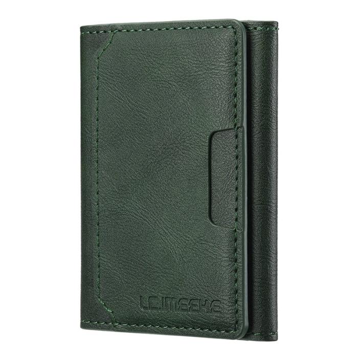 LC.imeeke - LC.IMEEKE Kickstand Fodral i PU Läder - RFID Skydd - Grön