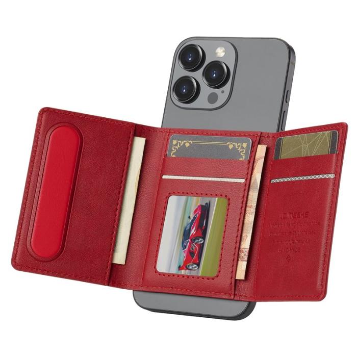 LC.imeeke - LC.IMEEKE Kickstand Fodral i PU Läder - RFID Skydd - Röd