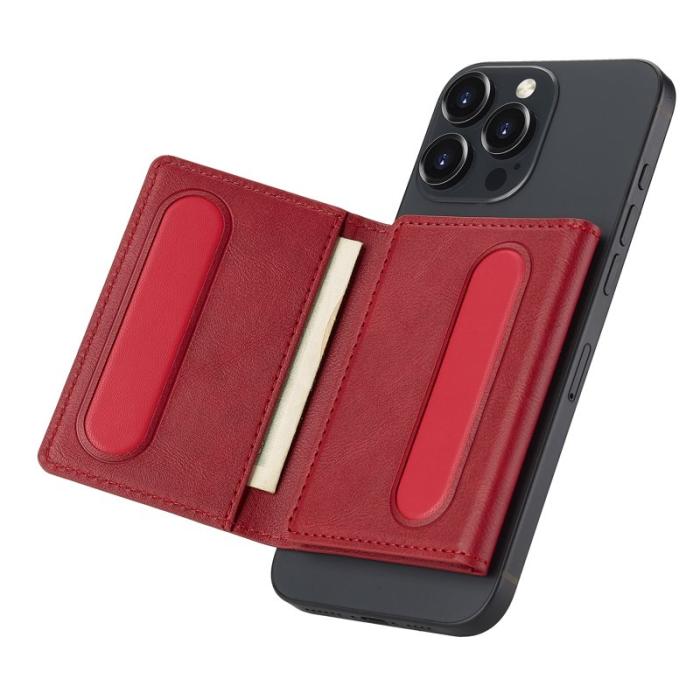 LC.imeeke - LC.IMEEKE Kickstand Fodral i PU Läder - RFID Skydd - Röd