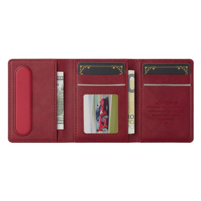 LC.imeeke - LC.IMEEKE Kickstand Fodral i PU Läder - RFID Skydd - Röd