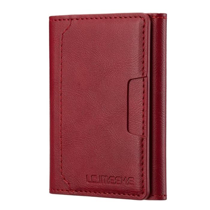 LC.imeeke - LC.IMEEKE Kickstand Fodral i PU Läder - RFID Skydd - Röd