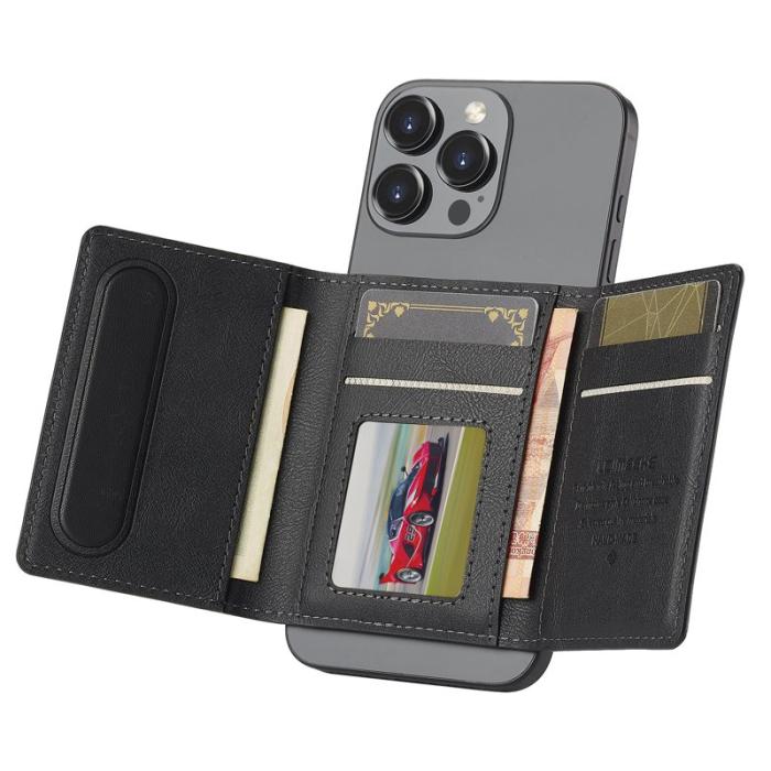 LC.imeeke - LC.IMEEKE Kickstand Fodral i PU Läder - RFID Skydd - Svart