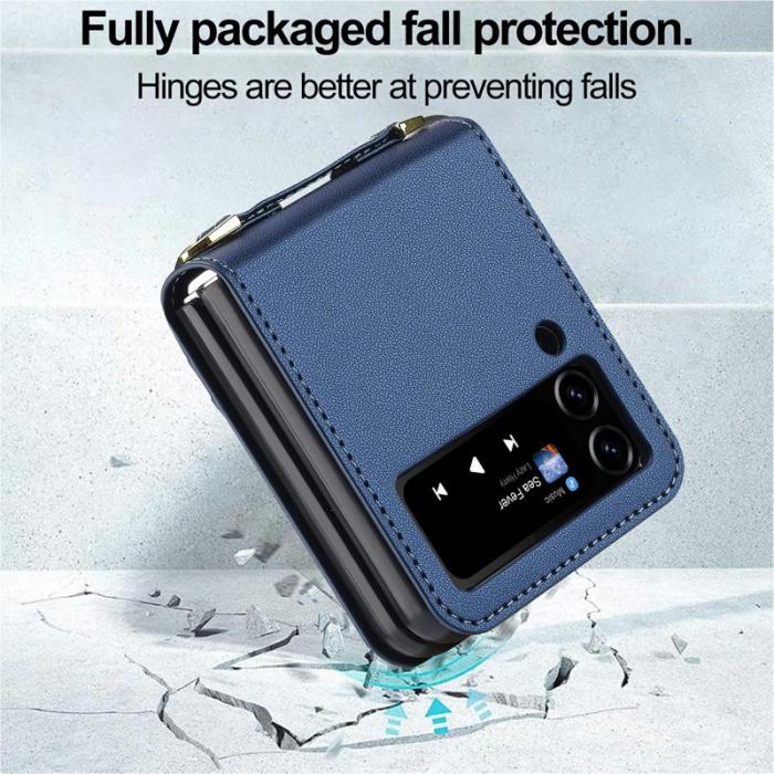 LC.imeeke - LC.IMEEKE L1 för Samsung Galaxy Z Flip3 5G Fodral Äkta läder - Blå