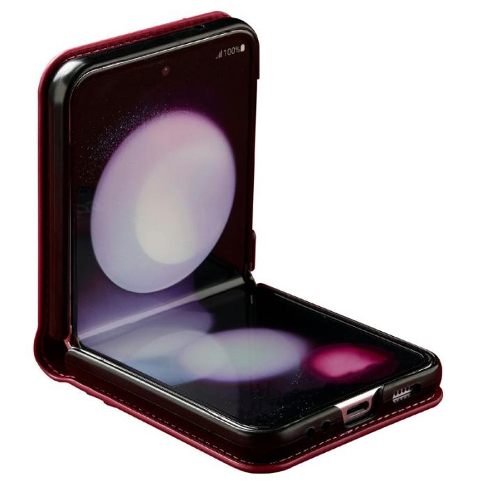 LC.imeeke - LC.IMEEKE L1 för Samsung Galaxy Z Flip3 5G Fodral Äkta läder - Röd