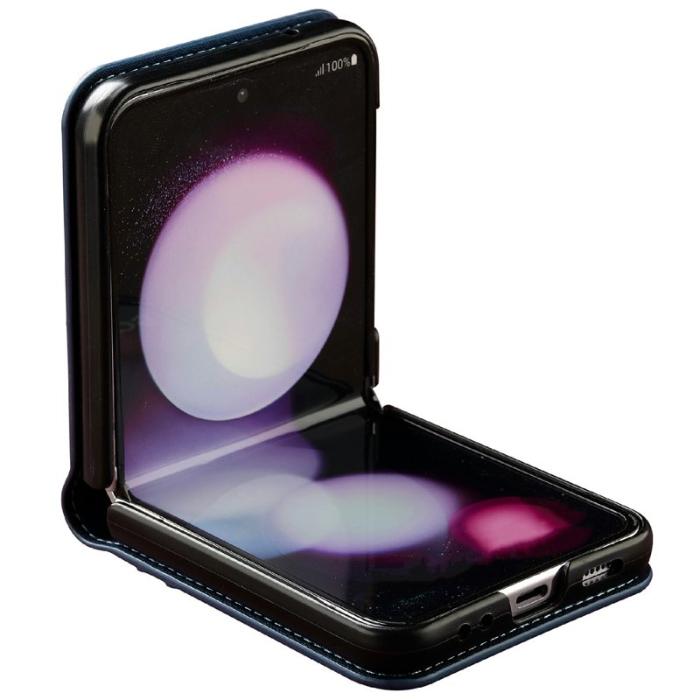 LC.imeeke - LC.IMEEKE L1 för Samsung Galaxy Z Flip4 Fodral Äkta läder - Blå