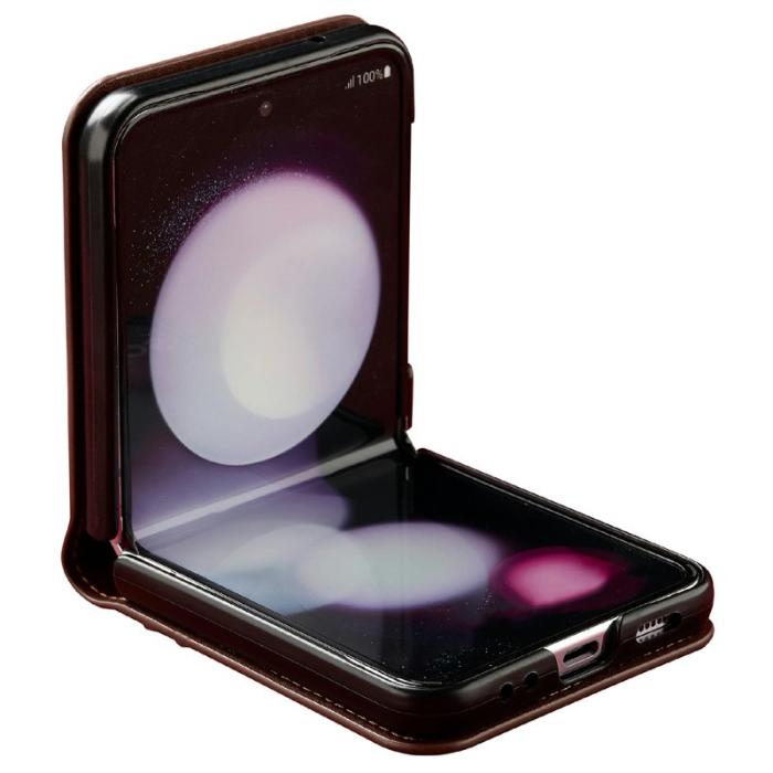 LC.imeeke - LC.IMEEKE L1 för Samsung Galaxy Z Flip4 Fodral Äkta läder - Brun