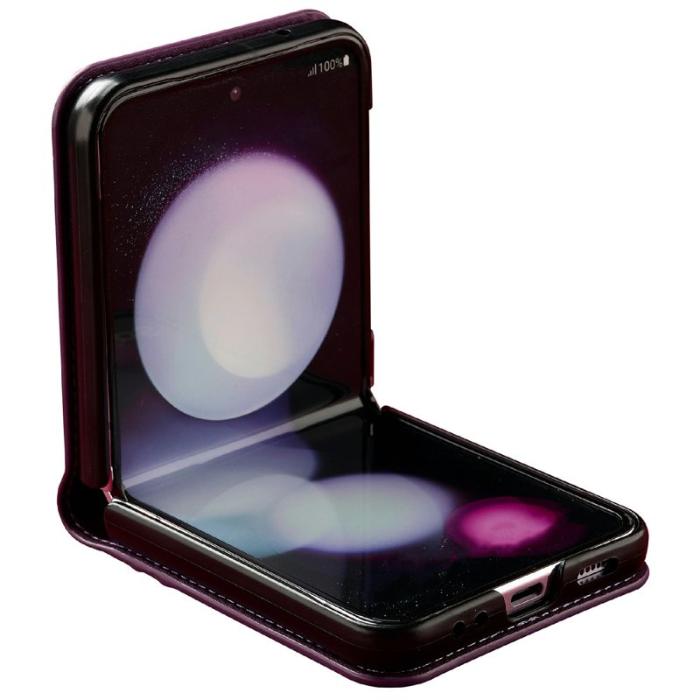 LC.imeeke - LC.IMEEKE L1 för Samsung Galaxy Z Flip4 Fodral Äkta läder - Lila