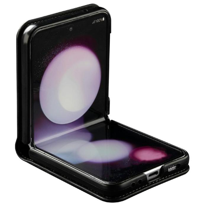 LC.imeeke - LC.IMEEKE L1 för Samsung Galaxy Z Flip4 Fodral Äkta läder - Svart