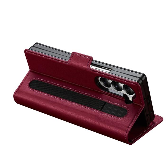 LC.imeeke - LC.IMEEKE L1 för Samsung Galaxy Z Fold5 Fodral Äkta läder - Röd