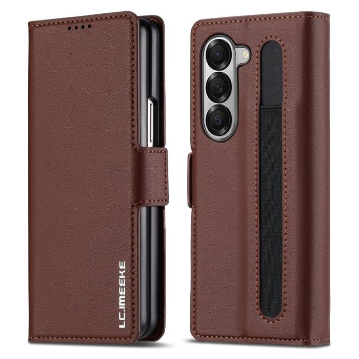 LC.imeeke - LC.IMEEKE L1 för Samsung Galaxy Z Fold5 Fodral PU Läder - Brun