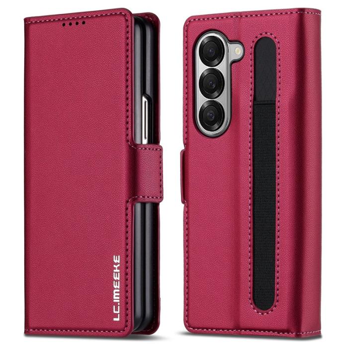 LC.imeeke - LC.IMEEKE L1 för Samsung Galaxy Z Fold6 Plånboksfodral Konstläder - Röd