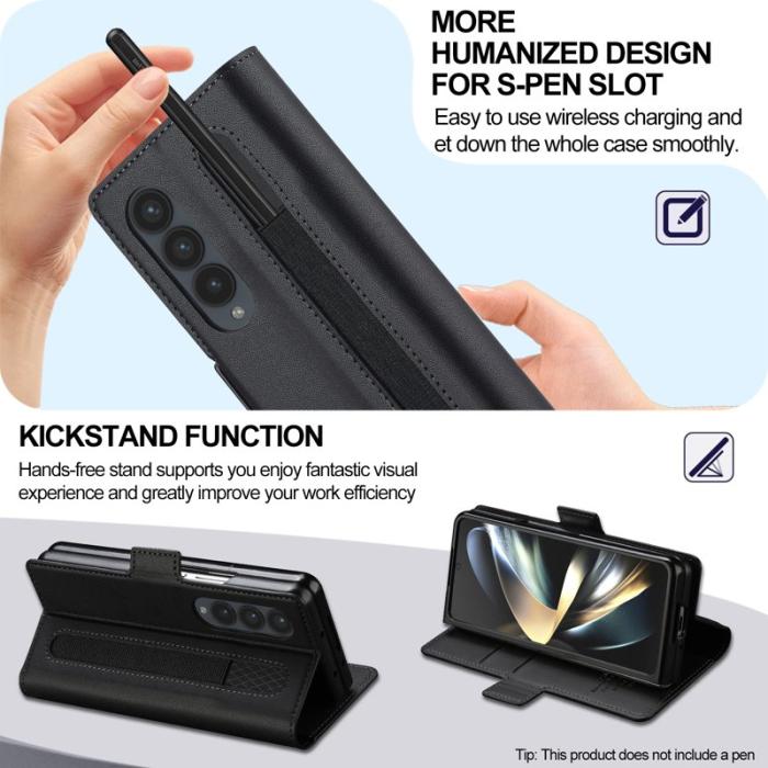 LC.imeeke - LC.IMEEKE L1 Fodral för Samsung Galaxy Z Fold4 5G - Svart PU Läder