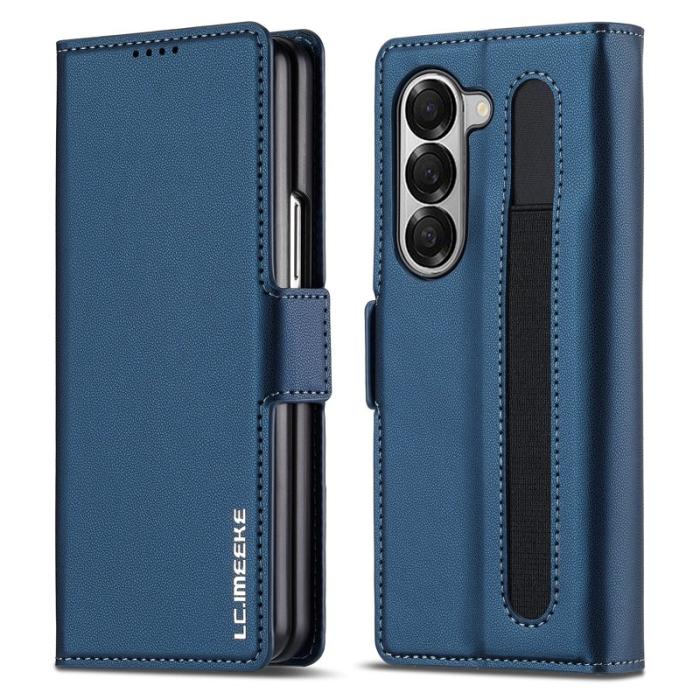 LC.imeeke - LC.IMEEKE L1 Fodral för Samsung Galaxy Z Fold5 PU Läder - Blå