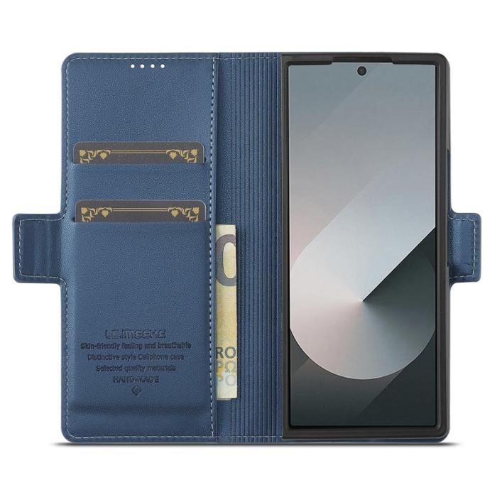 LC.imeeke - LC.IMEEKE L1 Fodral för Samsung Galaxy Z Fold5 PU Läder - Blå