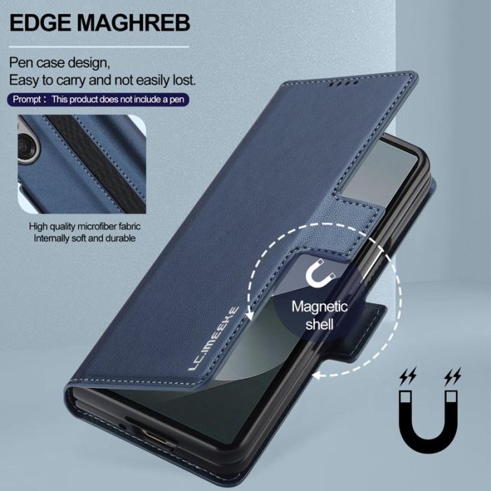 LC.imeeke - LC.IMEEKE L1 Fodral för Samsung Galaxy Z Fold5 PU Läder - Blå