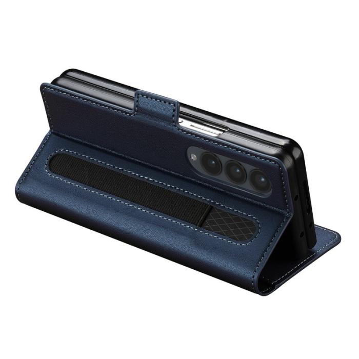 LC.imeeke - LC.IMEEKE L1 Samsung Galaxy Z Fold4 Fodral Äkta läder - Blå