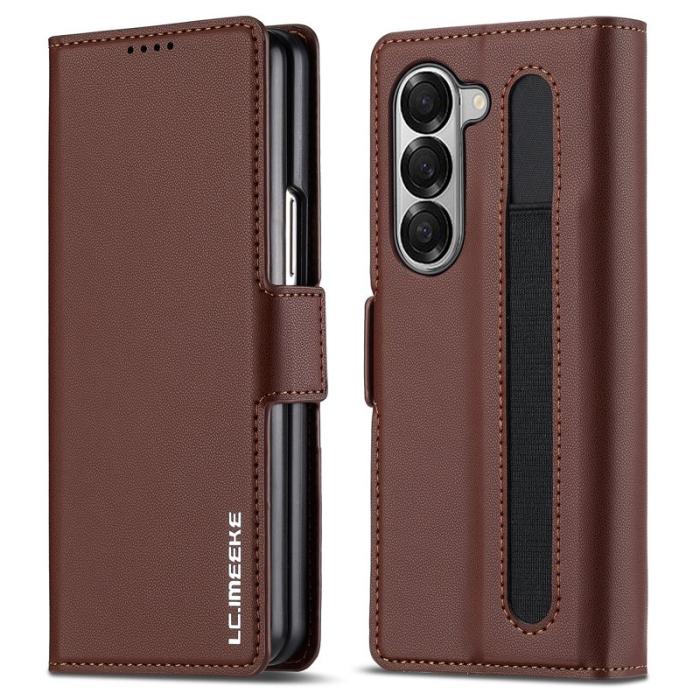 LC.imeeke - LC.IMEEKE L1 Samsung Galaxy Z Fold6 Plånboksfodral Konstläder - Brun