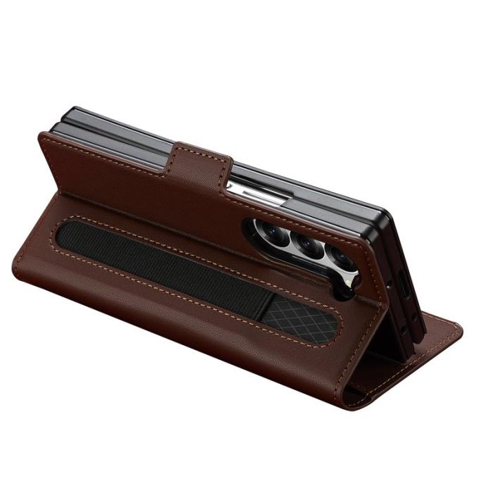 LC.imeeke - LC.IMEEKE L1 Samsung Galaxy Z Fold6 Plånboksfodral Konstläder - Brun