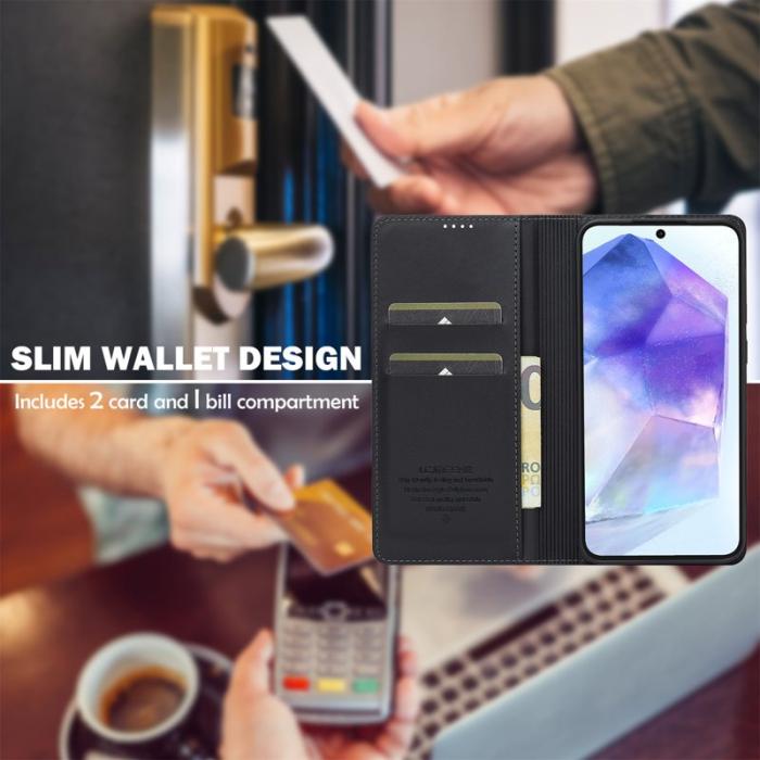 LC.imeeke - LC.IMEEKE L1 Series Fodral PU Läder - Skydd för Samsung A17 - Svart