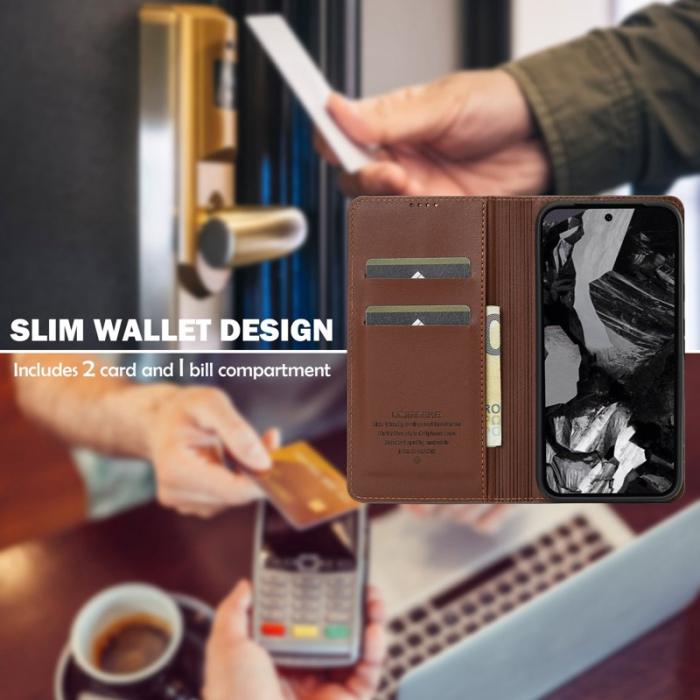 LC.imeeke - LC.IMEEKE L1 Series Google Pixel 8 Plånboksfodral Konstläder - Brun