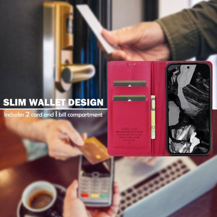LC.imeeke - LC.IMEEKE L1 Series Google Pixel 8a Fodral PU Läder - Röd