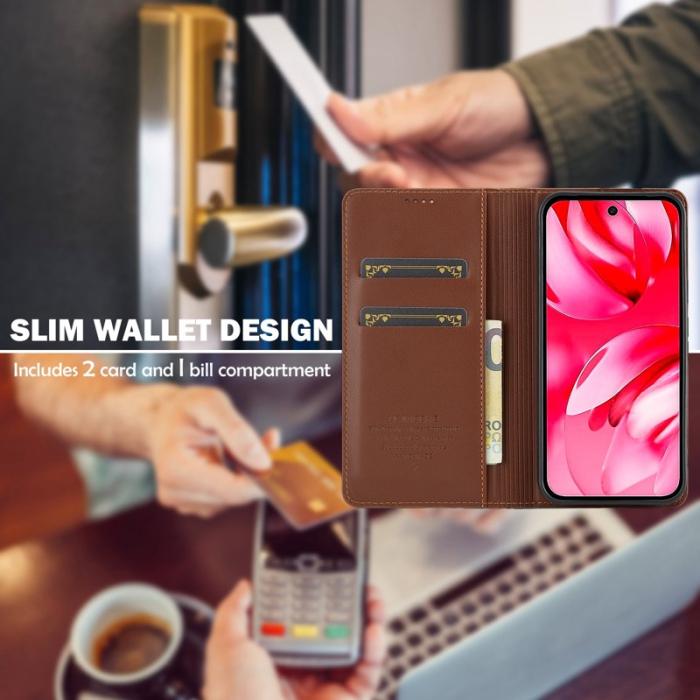 LC.imeeke - LC.IMEEKE L1 Series Google Pixel 9a Fodral PU Läder - Brun