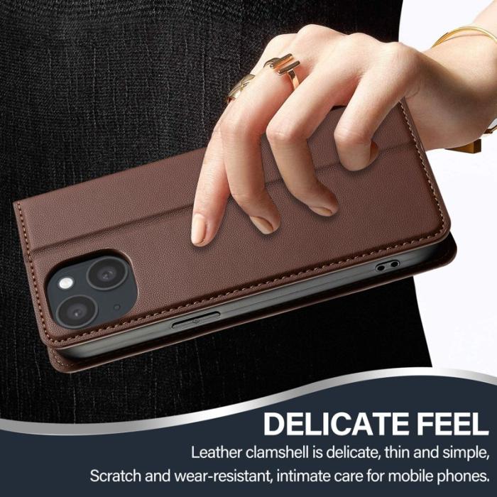 LC.imeeke - LC.IMEEKE L1 Series iPhone 14 Plus Fodral PU Läder - Brun