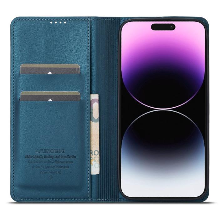 LC.imeeke - LC.IMEEKE L1 Series iPhone 14 Pro Fodral PU Läder - Blå