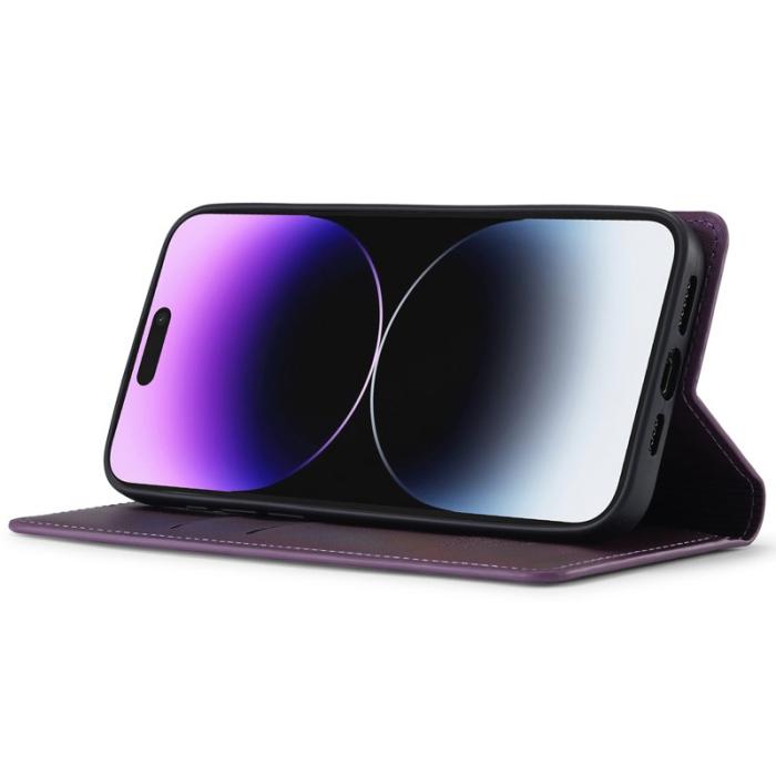 LC.imeeke - LC.IMEEKE L1 Series iPhone 14 Pro Plånboksfodral Konstläder - Lila