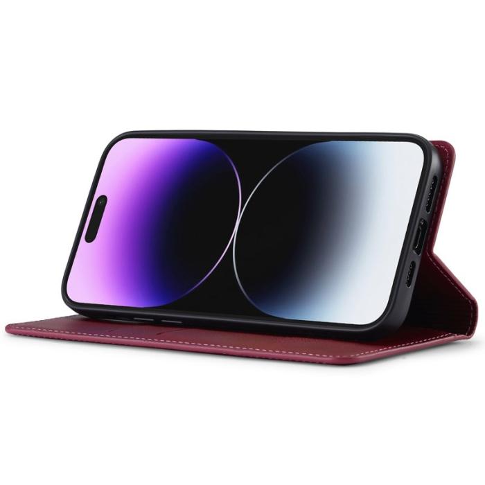 LC.imeeke - LC.IMEEKE L1 Series iPhone 14 Pro Fodral PU Läder - Röd