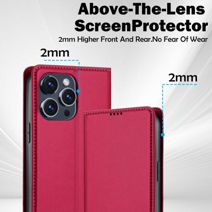 LC.imeeke - LC.IMEEKE L1 Series iPhone 14 Pro Fodral PU Läder - Röd