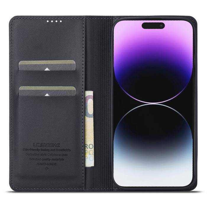 LC.imeeke - LC.IMEEKE L1 Series iPhone 14 Pro Fodral PU Läder - Svart