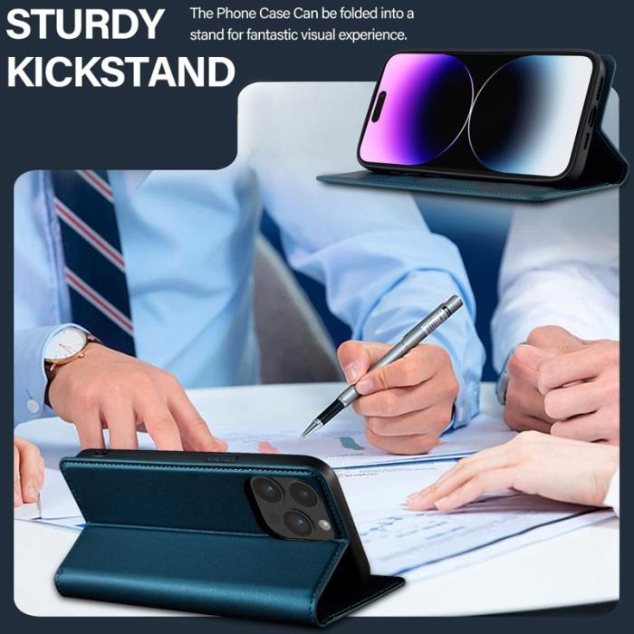 LC.imeeke - LC.IMEEKE L1 Series iPhone 14 Pro Max Fodral PU Läder - Blå