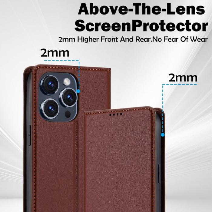 LC.imeeke - LC.IMEEKE L1 Series iPhone 14 Pro Max Fodral PU Läder - Brun