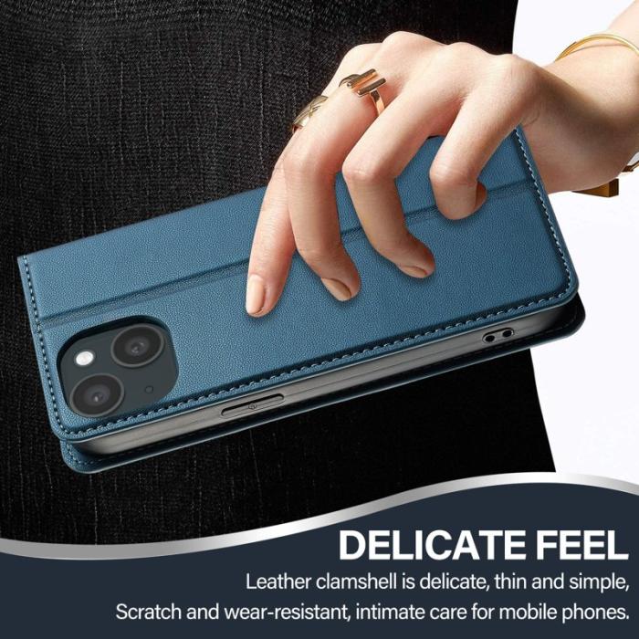 LC.imeeke - LC.IMEEKE L1 Series iPhone 15 Plus Fodral PU Läder - Blå