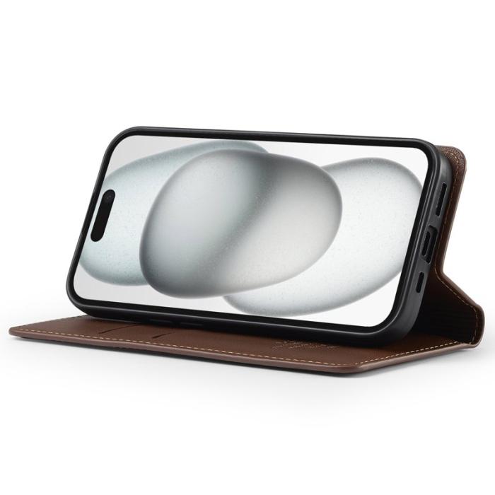 LC.imeeke - LC.IMEEKE L1 Series iPhone 15 Plus Fodral PU Läder - Brun