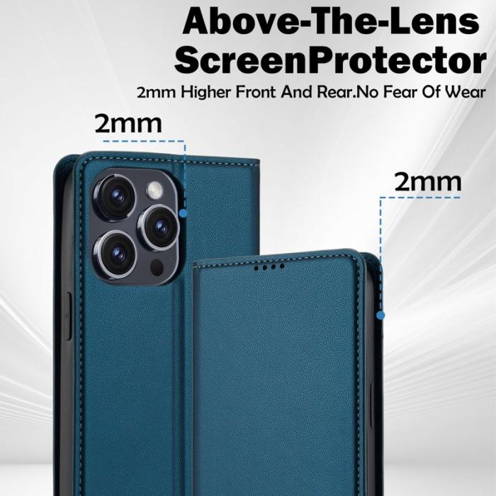 LC.imeeke - LC.IMEEKE L1 Series iPhone 15 Pro Fodral PU Läder - Blå