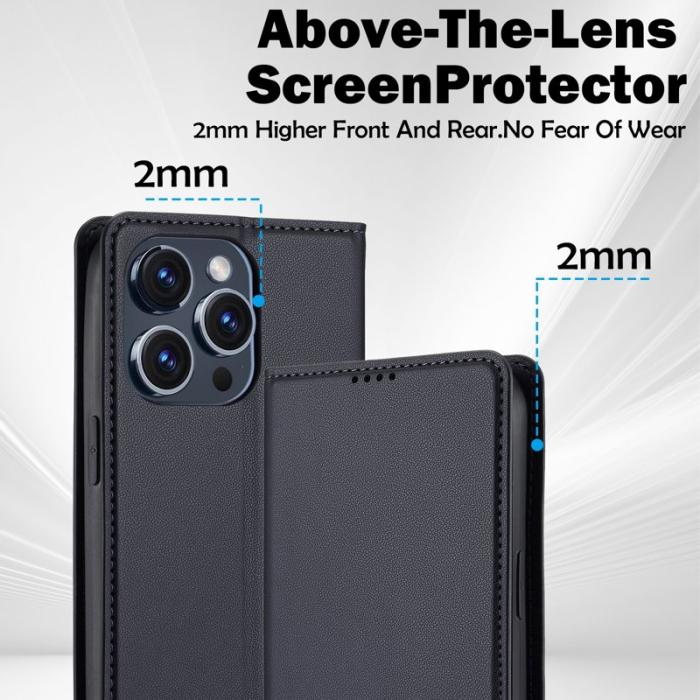 LC.imeeke - LC.IMEEKE L1 Series iPhone 15 Pro Fodral PU Läder - Svart