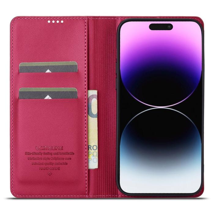 LC.imeeke - LC.IMEEKE L1 Series iPhone 15 Pro Max Fodral PU Läder - Röd
