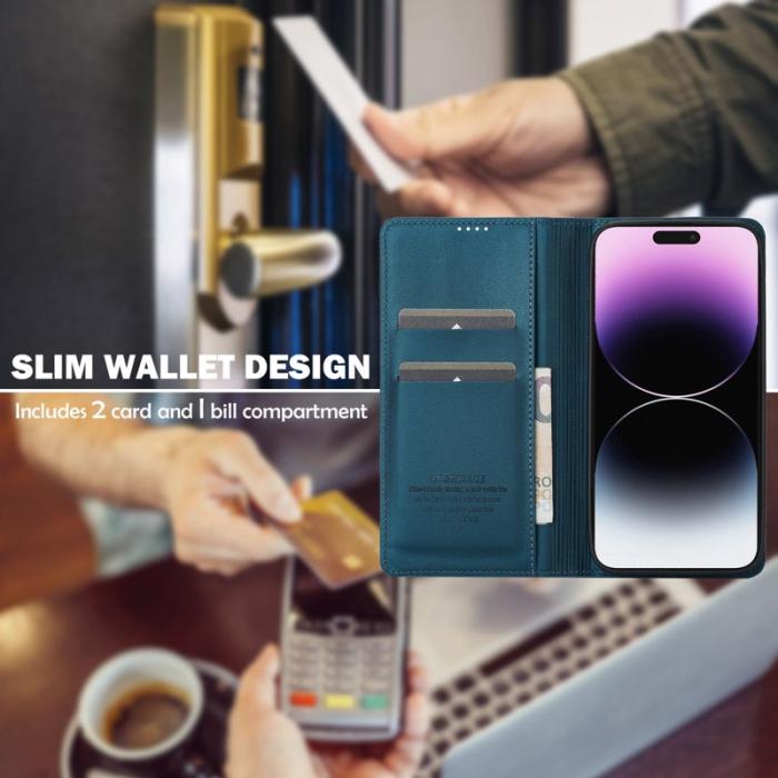 LC.imeeke - LC.IMEEKE L1 Series iPhone 16 Fodral PU Läder - Blå