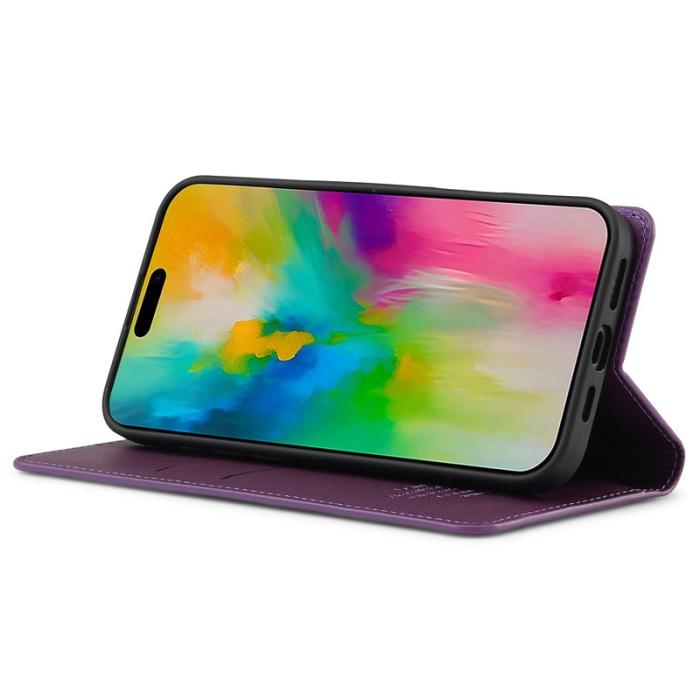 LC.imeeke - LC.IMEEKE L1 Series iPhone 16 Fodral PU Läder - Lila