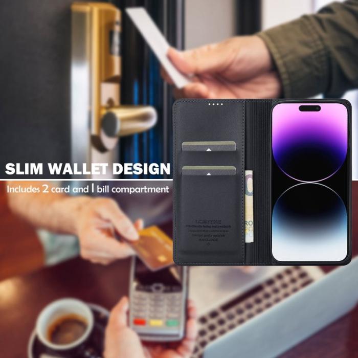 LC.imeeke - LC.IMEEKE L1 Series iPhone 16 Plus Fodral PU Läder - Svart
