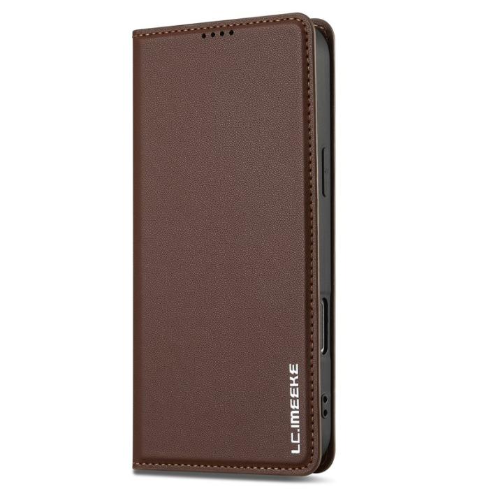 LC.imeeke - LC.IMEEKE L1 Series iPhone 16 Pro Fodral PU Läder - Brun
