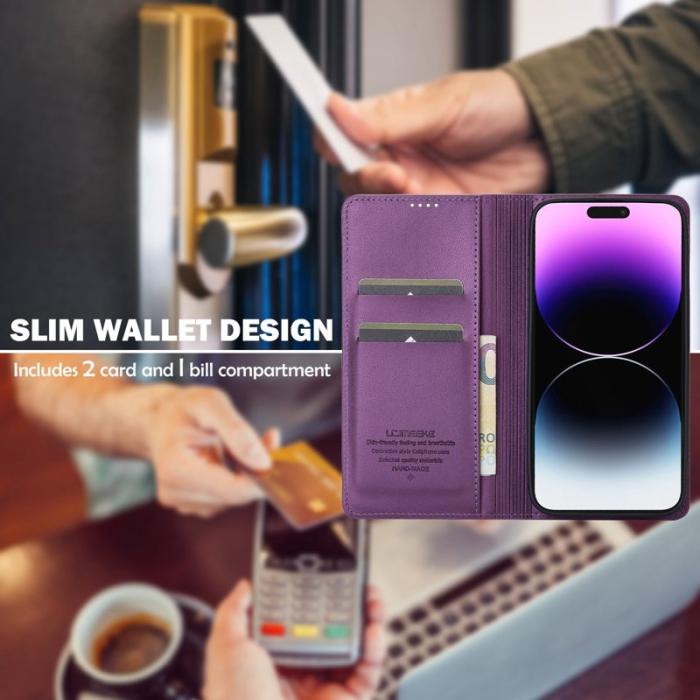 LC.imeeke - LC.IMEEKE L1 Series iPhone 16 Pro Fodral PU Läder - Lila
