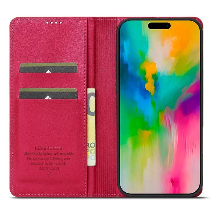 LC.imeeke - LC.IMEEKE L1 Series iPhone 16 Pro Fodral PU Läder - Röd