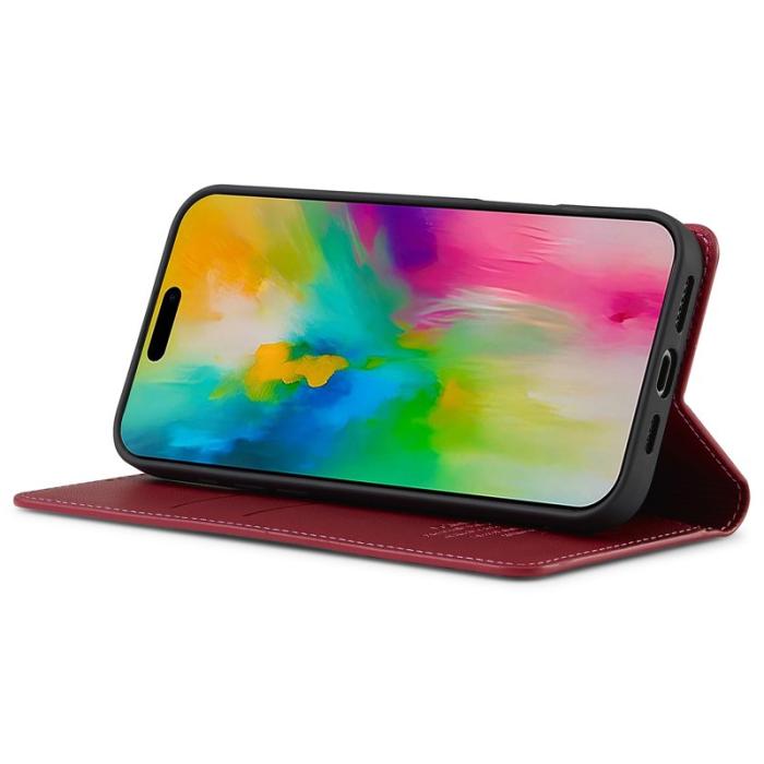 LC.imeeke - LC.IMEEKE L1 Series iPhone 16 Pro Fodral PU Läder - Röd