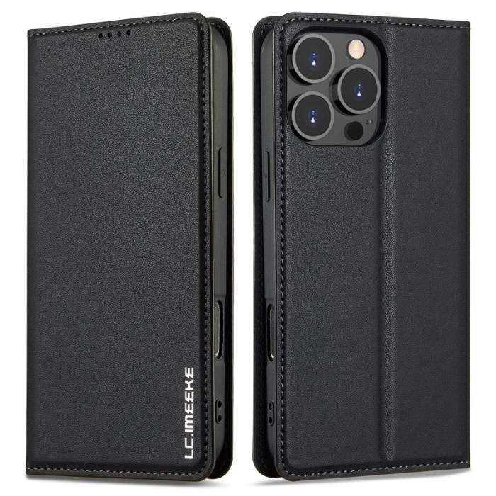 LC.imeeke - LC.IMEEKE L1 Series iPhone 16 Pro Fodral PU Läder - Svart